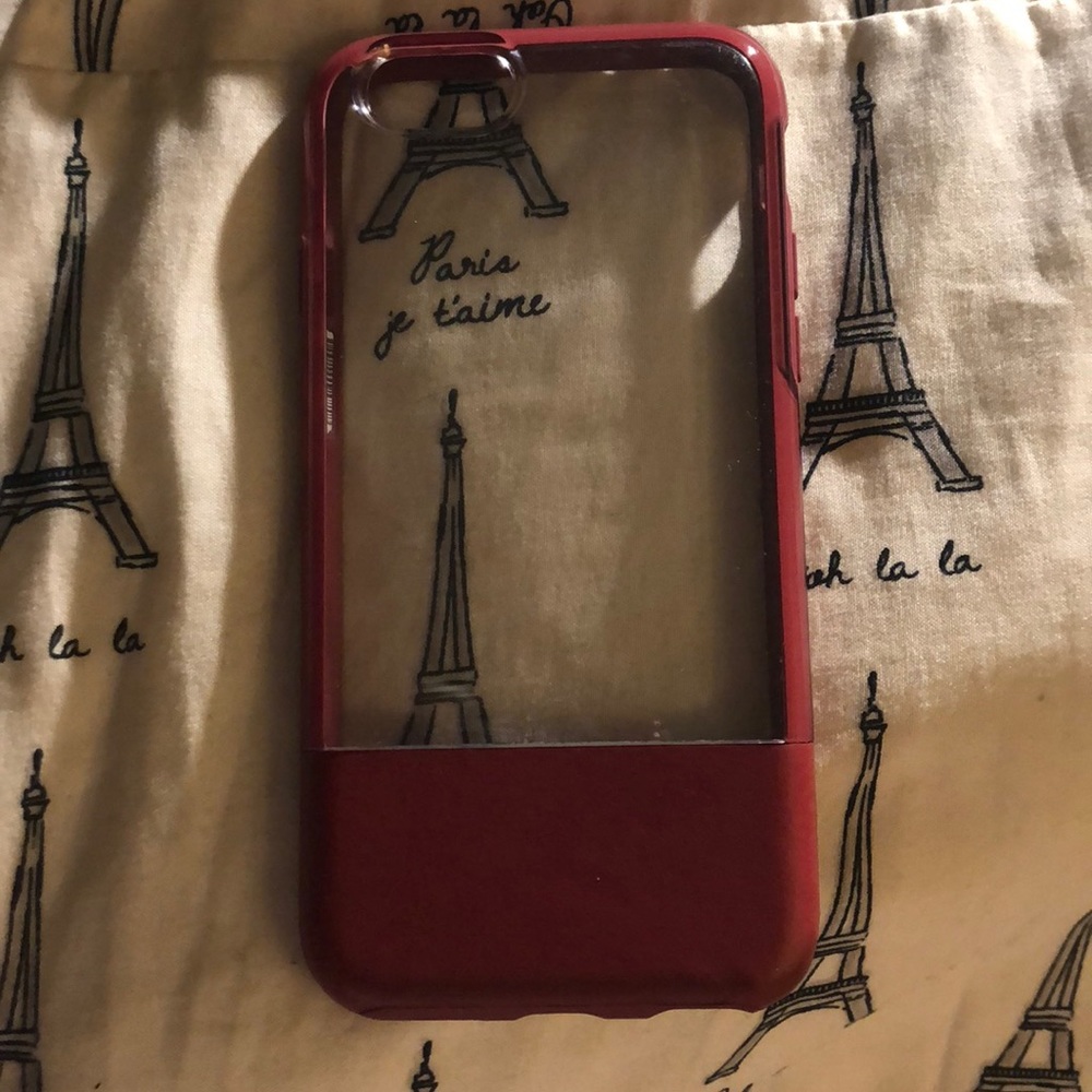 Red and clear Otterbox iPhone 6 case